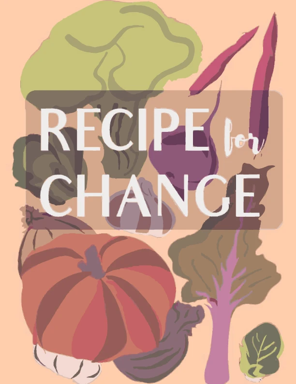 A cover image of our Recipe for Change cook book