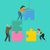 illustration of four people cooperating to make a puzzle